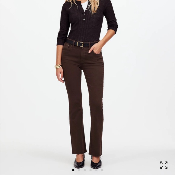 NWT Madewell kick out crop jeans in driftwood brown raw hem - Picture 1 of 6